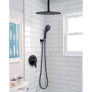 Single Handle 9 -Spray Shower Faucet 1.8 GPM with 10 in. Round Shower Head and Adjustable Heads in Matte Black