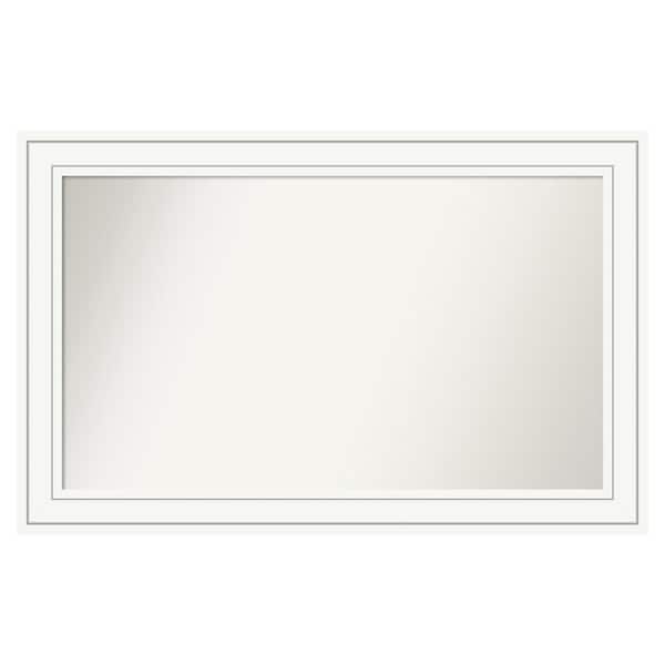 Amanti Art Craftsman White 39 in. x 25 in. Custom Non-Beveled Satin Wood Framed Bathroom Vanity Wall Mirror