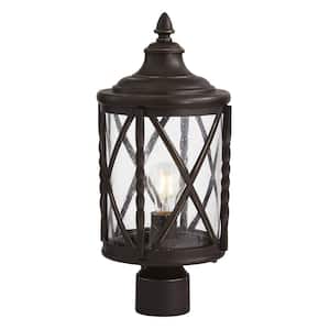 Walcott Manor 8 in. 1-Light Antique Bronze Outdoor Transitional Post Light with Clear Seeded Glass