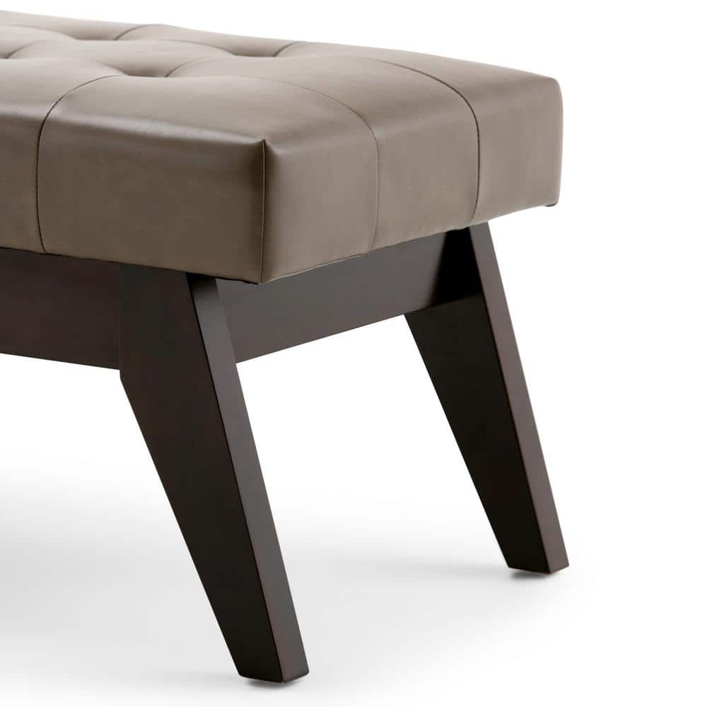 Draper 40" Taupe Faux Leather Tufted Ottoman Bench