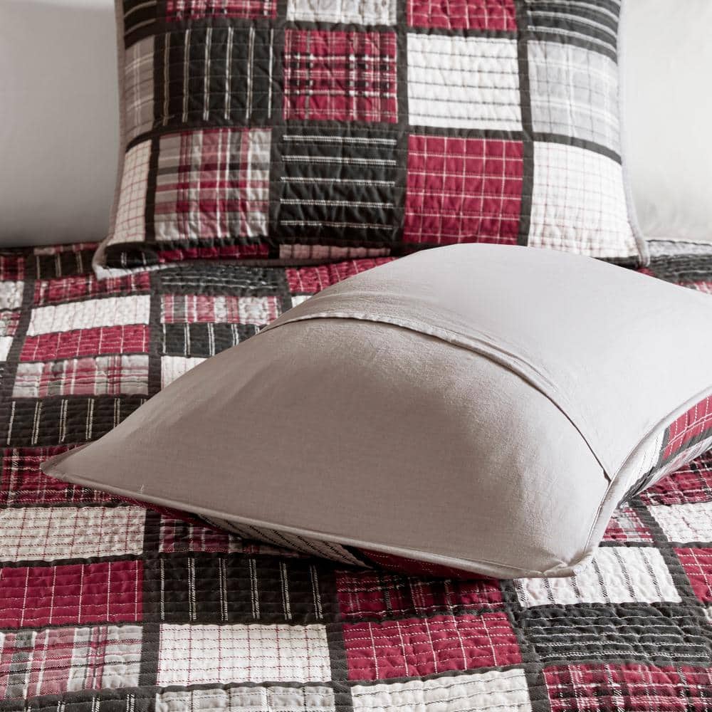 Tulsa King Red Plaid Cotton Reversible Quilt Set