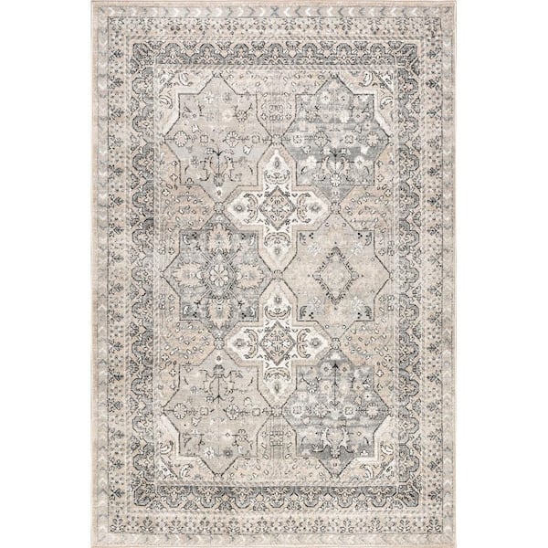 Lilyanna Traditional Medallion Area Grey 8 ft. x 10 ft. Indoor Area Rug