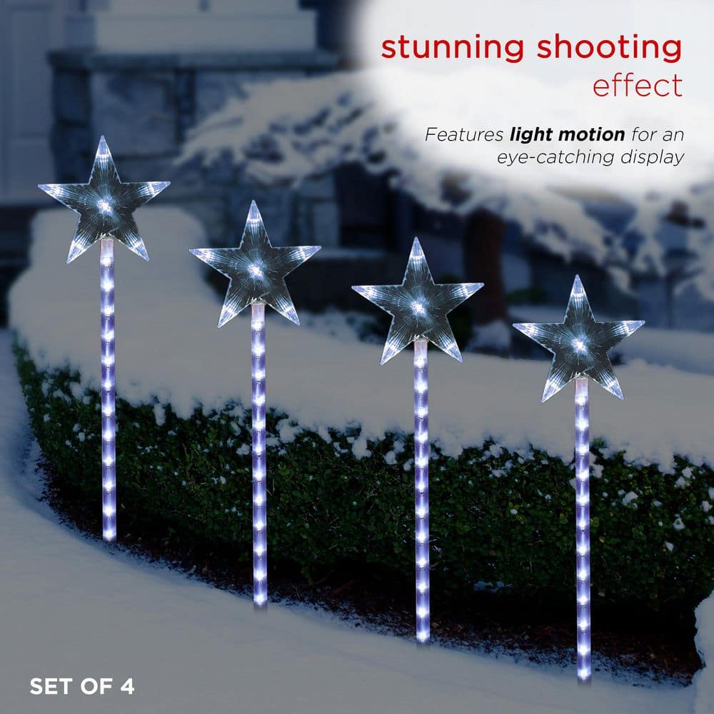 Shooting Star LED Pathway Stakes, 4-Pack, Cool White