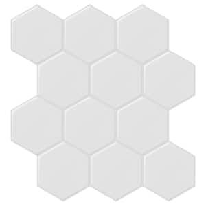 Hexagon White 11.4 in. x 10.7 in. Vinyl Peel and Stick Tile for Kitchen Backsplash (6.5 sq. ft./Box)