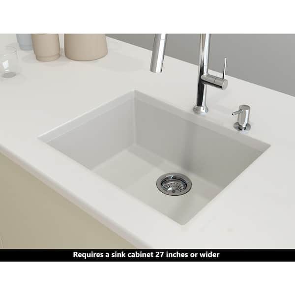 Hyperion 24 in. Drop-In/Undermount Single Bowl Matte White Granite Composite Kitchen Sink