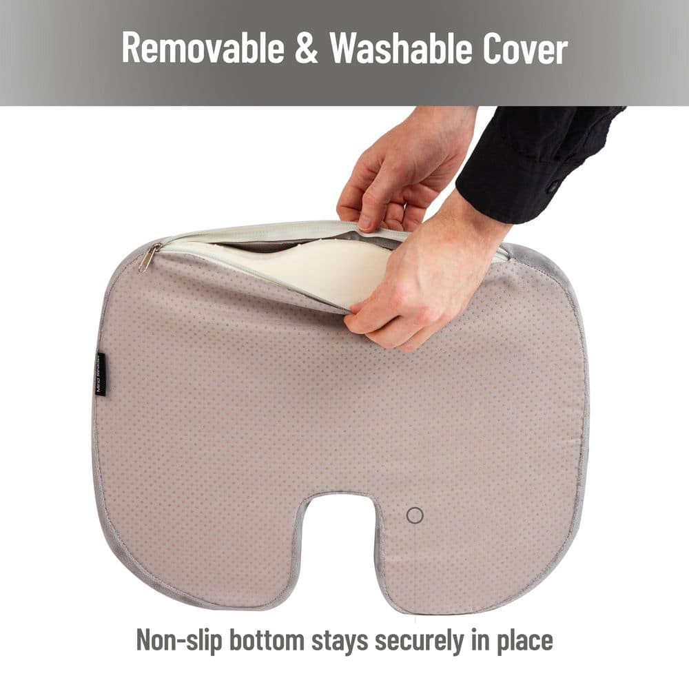 Gray Memory Foam Ergonomic Seat Cushion with Anti-Slip Base