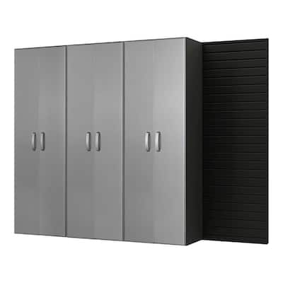 3-Piece Composite Wall Mounted Garage Storage System in Black/Platinum Carbon Fiber (96 in. W x 72 in. H x 17 in. D)