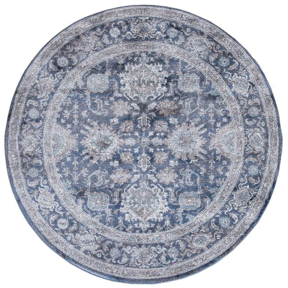 Dahliya Blue 5 ft. Round Area Rug