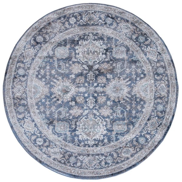 Home Decorators Collection Dahliya Blue 5 ft. Round Area Rug