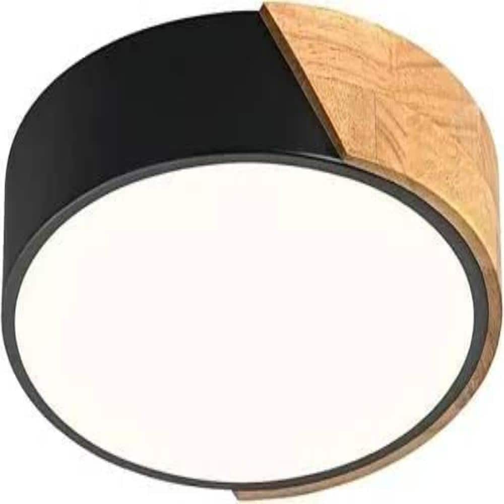 Minimalist Wood LED Flush Mount 4500K 12-Inch Modern Round Low Profile Black for Bedroom Kitchen price history on PriceWatchPro