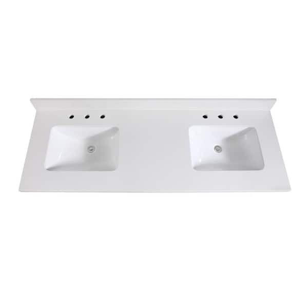 Avanity 61 in. W x 22 in. D x 1.5 in. H Quartz Vanity Top in White