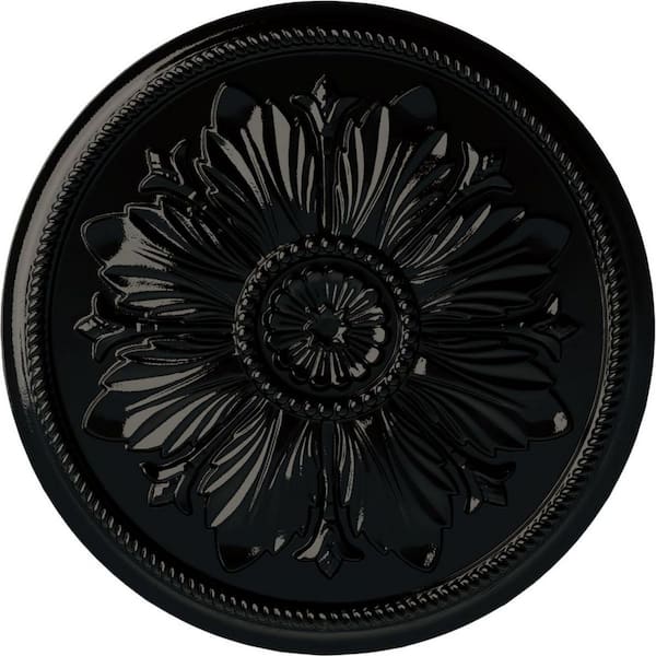 Ekena Millwork 23-5/8 in. x 1-1/2 in. Kaya Urethane Ceiling Medallion (Fits Canopies upto 5-1/4 in.), Black Pearl