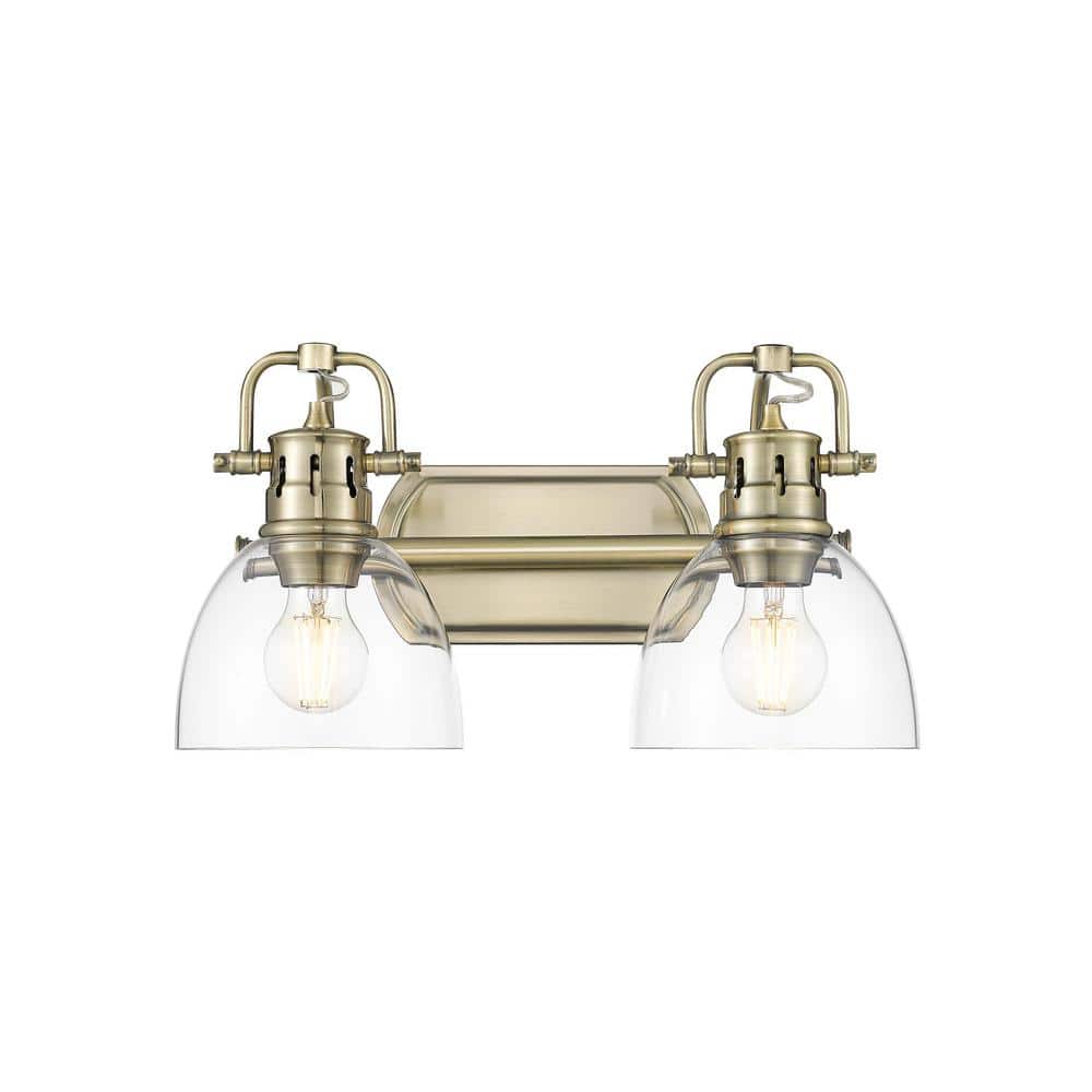 Duncan 8.25 in. 2-Light Aged Brass Vanity Light with Clear Shade price history on PriceWatchPro