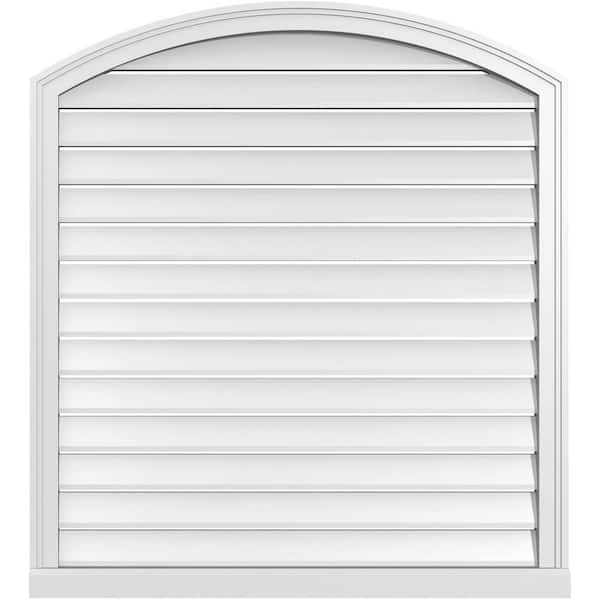 Ekena Millwork 38 in. x 40 in. Arch Top Surface Mount PVC Gable Vent: Decorative with Brickmould Sill Frame