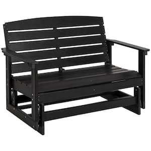 Outdoor Glider Bench at an Angle from 0-45° for 2 People Black Color