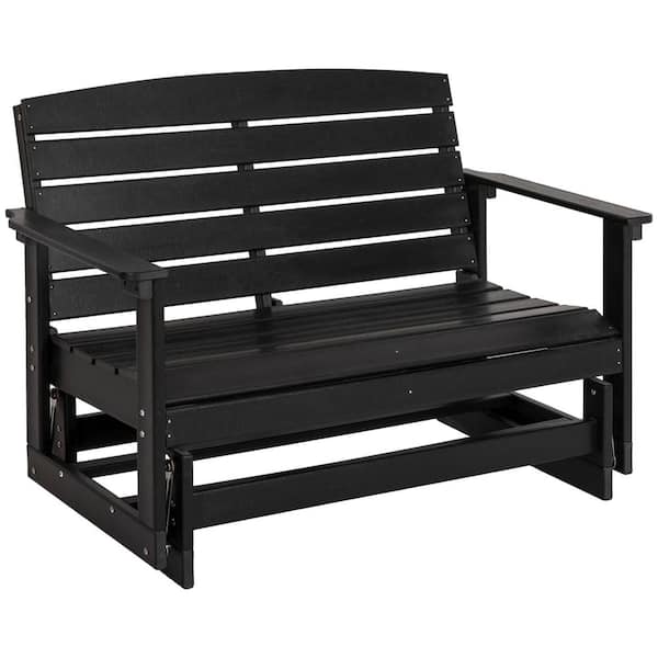 Outsunny Outdoor Glider Bench at an Angle from 0-45° for 2 People Black Color