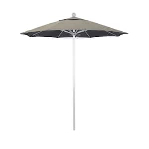 7.5 ft. Silver Aluminum Commercial Market Patio Umbrella with Fiberglass Ribs and Push Lift in Spectrum Dove Sunbrella