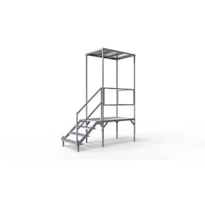 FORTRESS 27.5 in. to 42.5 in. H OSHA Compliant Aluminum 4-Riser Stair System with Platform and Canopy