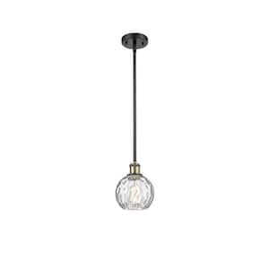 Athens Water Glass 60-Watt 1 Light Black Antique Brass Shaded Mini Pendant Light with Clear glass Clear Glass Shade