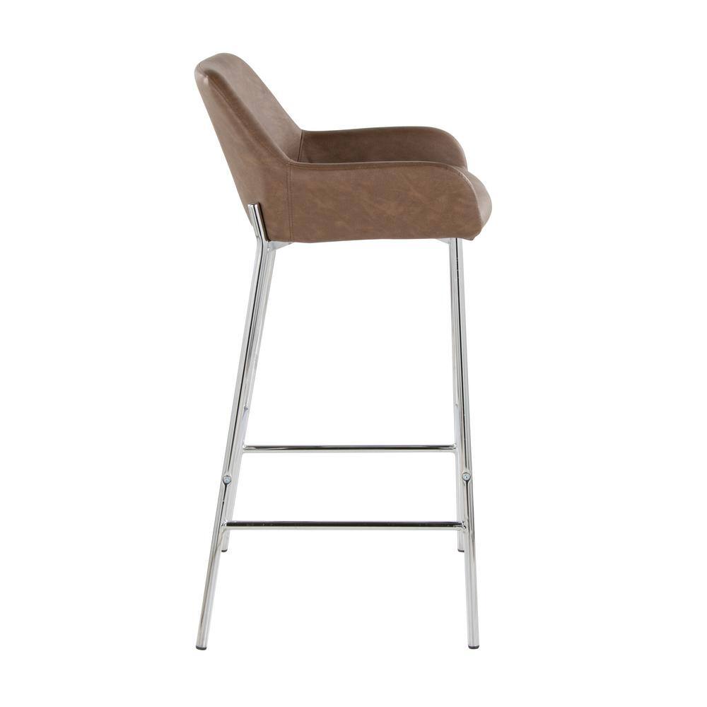 Brown Upholstered 30'' Barstool with Chrome Metal Frame