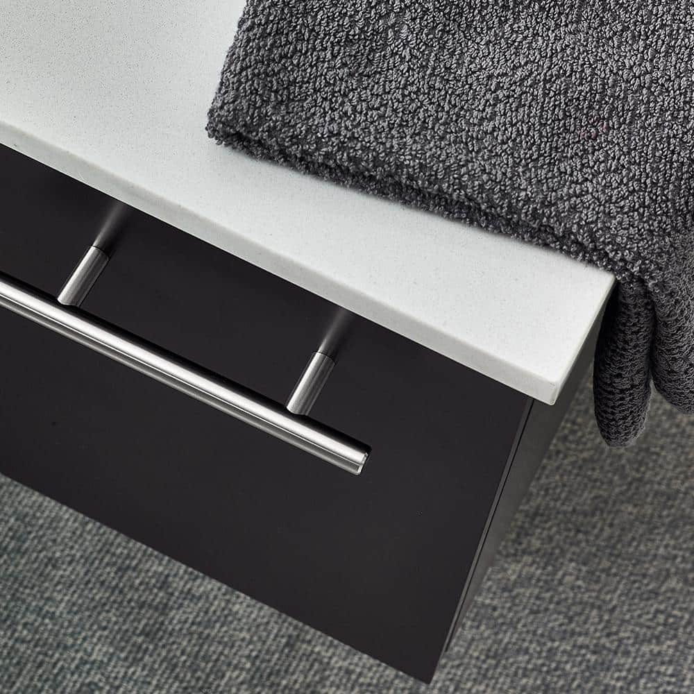 Espresso 36" Wall-Mounted Single Sink Vanity with Quartz Top