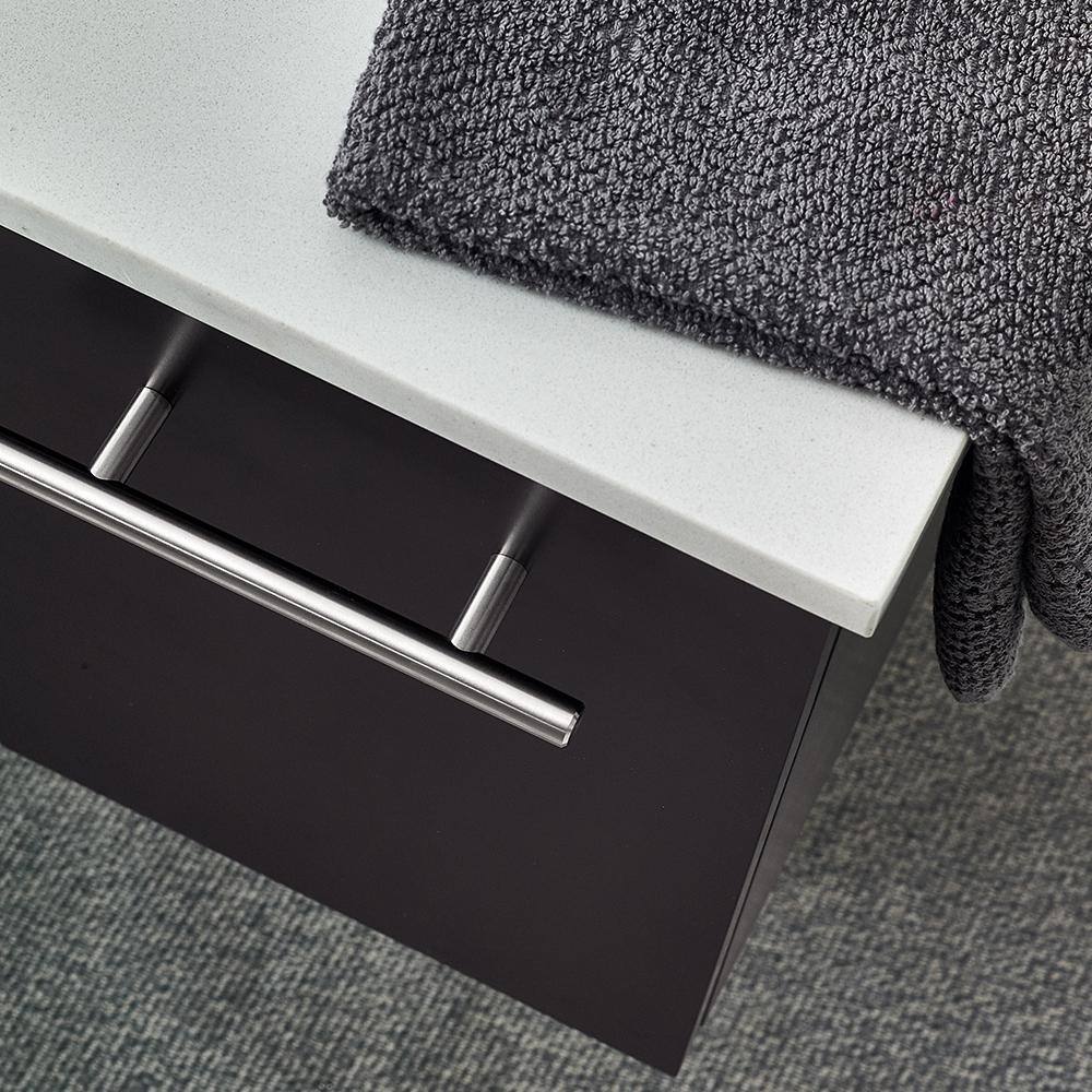 Espresso 36" Wall-Mounted Single Sink Vanity with Quartz Top