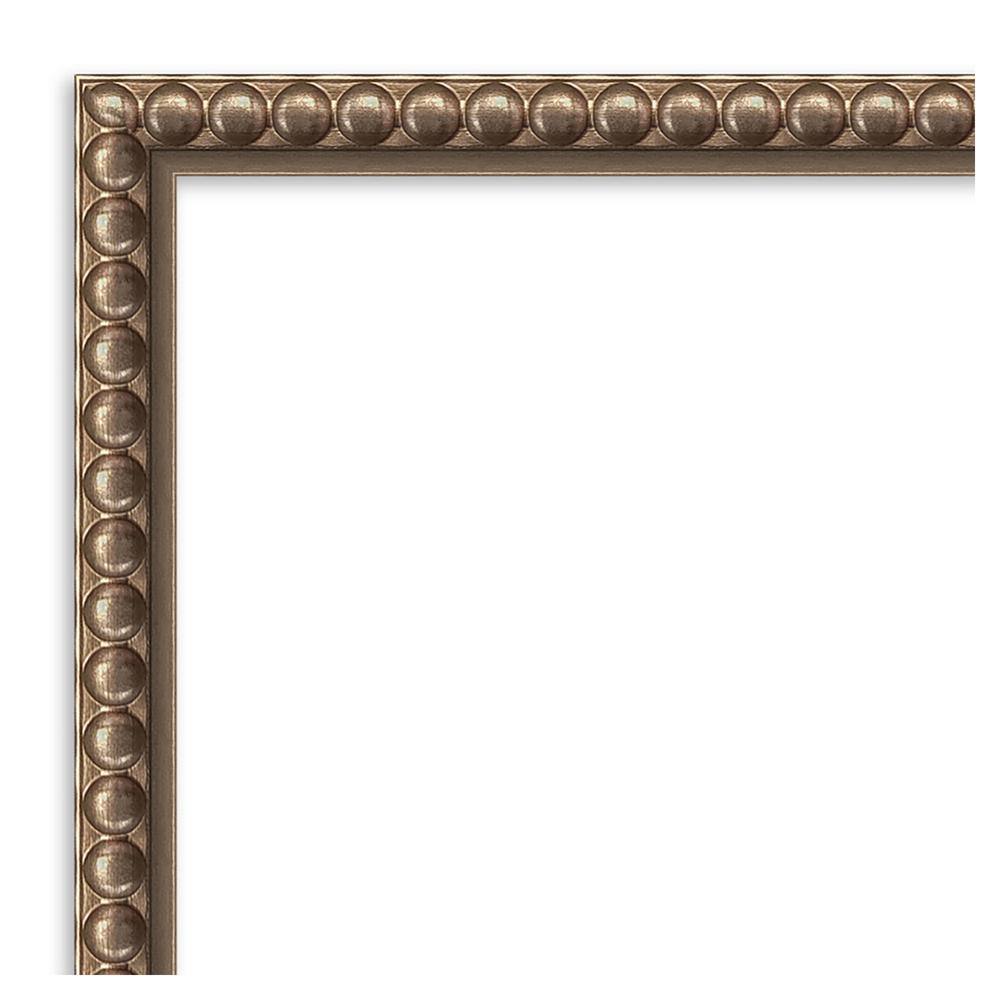 Mid-Century Floral II Beige and Gray Canvas Print with Bronze Frame