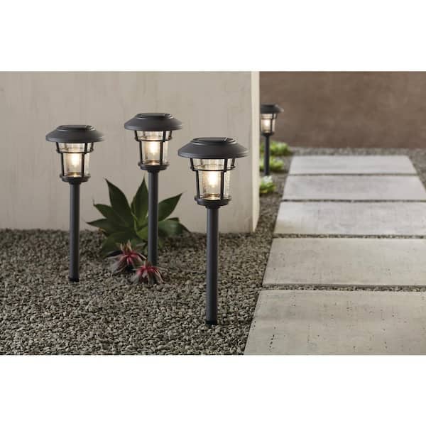 Palmdale 20 Lumen Gray LED Weather Resistant Outdoor Solar Path Light with Glass Lens (4-Pack)