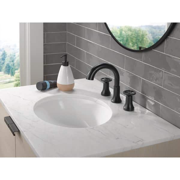 Delta Trinsic Matte Black 2-handle Widespread WaterSense Bathroom Sink Faucet with Drain Delta Trinsic Matte Black 2-handle Widespread WaterSense Bathroom Sink Faucet with Drain
