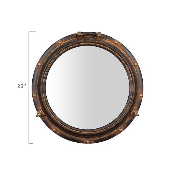 Storied Home 22 in. W x 22 in. H Metal Porthole Distressed Rust