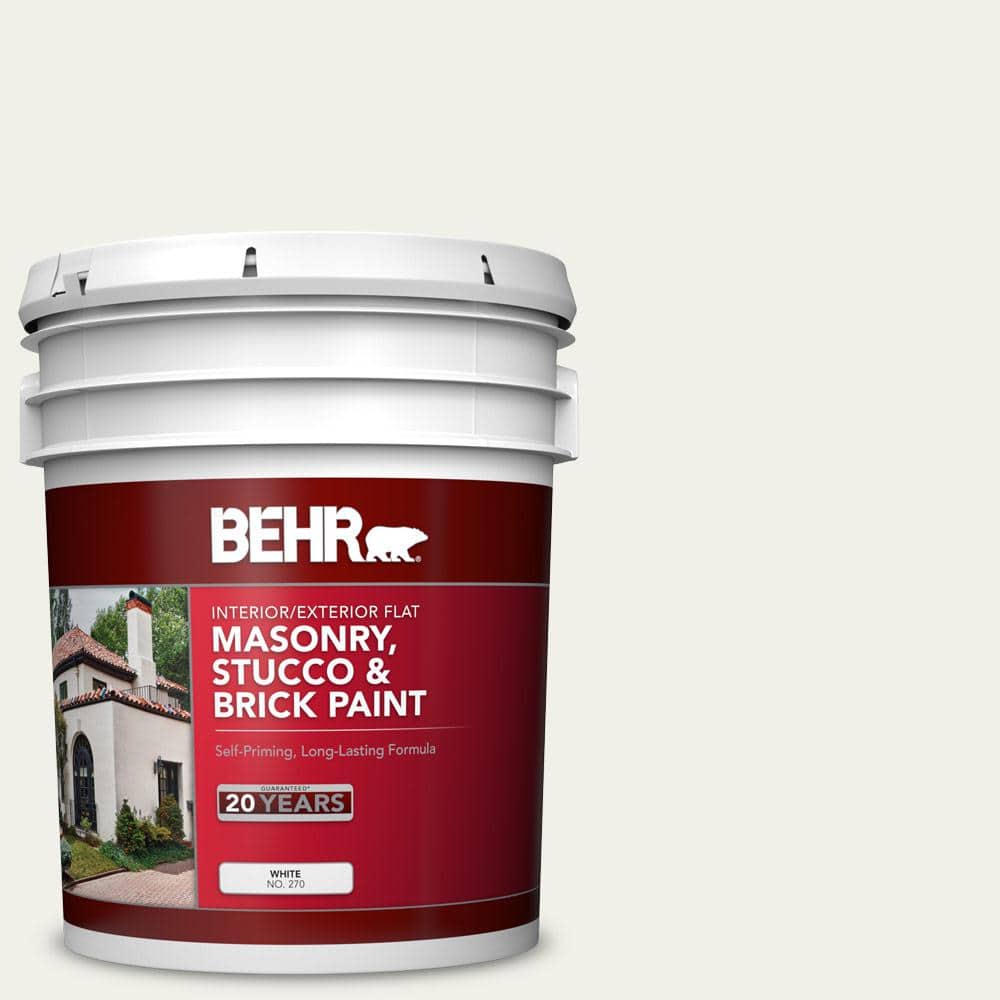 5 gal. #PPU18-07 Falling Snow Flat Interior/Exterior Masonry, Stucco and Br