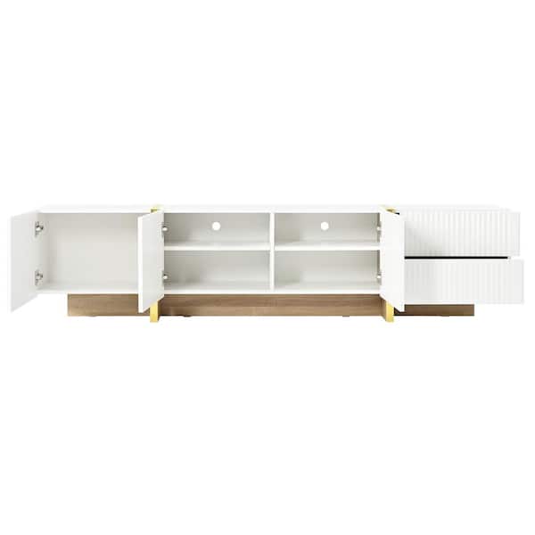 Modern Luxury White Entertainment Center TV Stand for TVs Up to 80 in.