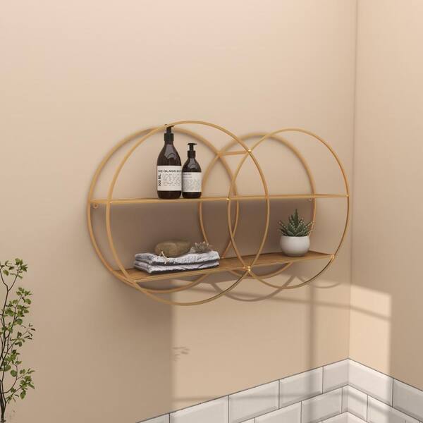 CosmoLiving by Cosmopolitan 30 in. x 18 in. Gold Round 2 Shelves