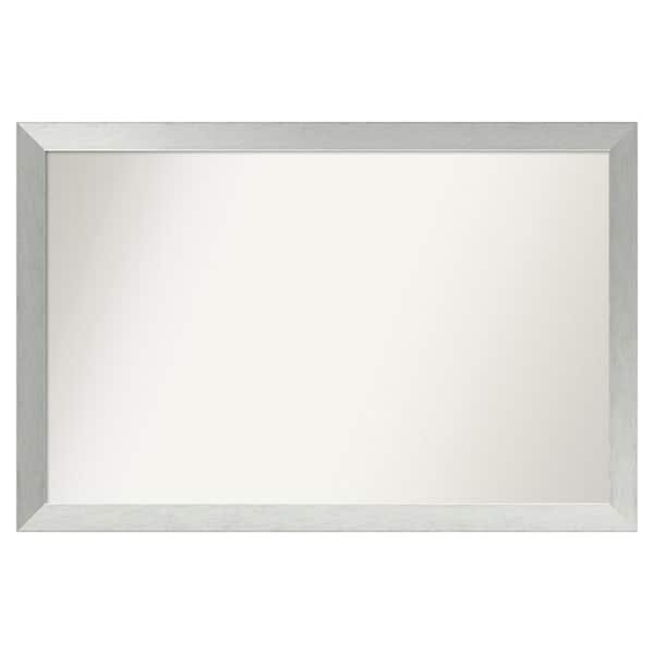 Amanti Art Brushed Sterling Silver 50 in. x 33 in. Custom Non-Beveled Wood Framed Bathroom Vanity Wall Mirror