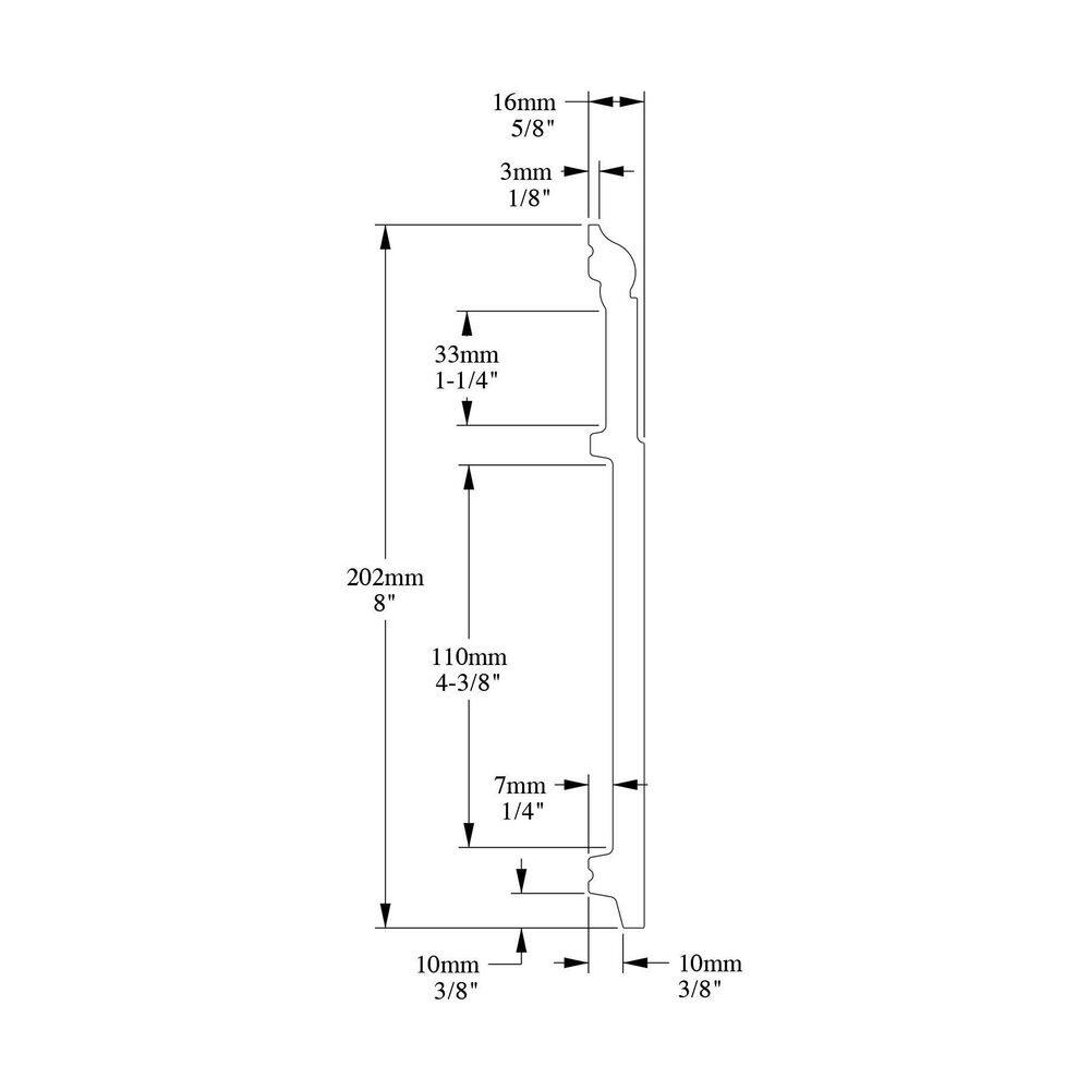 7.88'' High White Polystyrene Baseboard Moulding Set