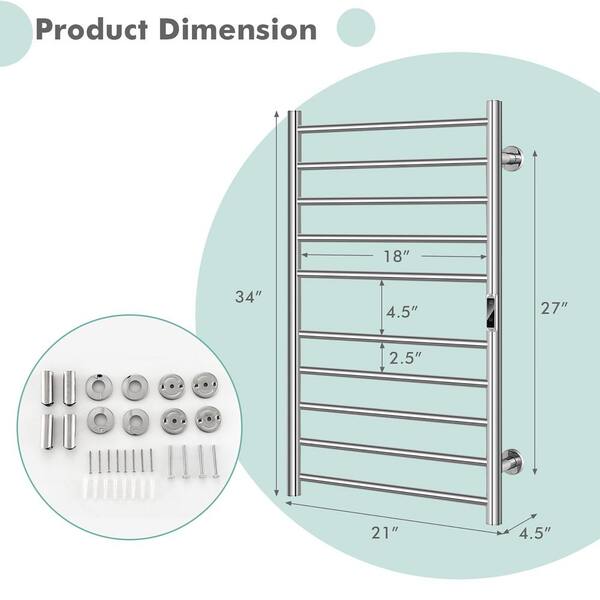 Costway 145W Electric Towel Warmer Wall Mounted Heated Drying Rack