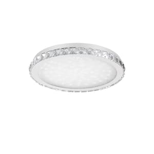 11.8 in. 18-Watt Modern Crystal Integrated LED Flush Mount with Acrylic Shade