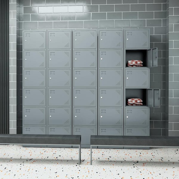 CJC 6 Doors Storage Cabinet with Card Slot, Metal Locker Organizer