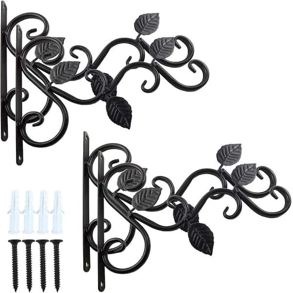 9. 8in Black Metal Wall Hooks for Hanging Plant Bracket (4-Pack)