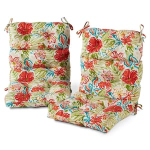 22 in. x 44 in. Outdoor High Back Dining Chair Cushion in Breeze Floral (2-Pack)