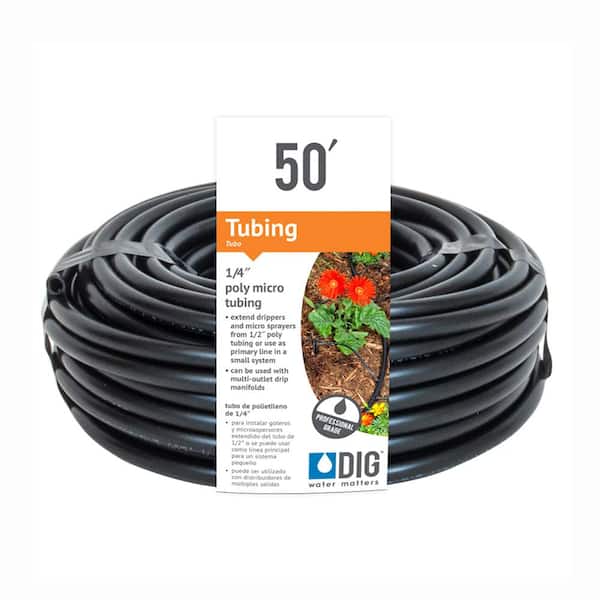 DIG B38 1/4" X 50' Feet Vinyl Micro Tube Black Drip Line Hose for sale online