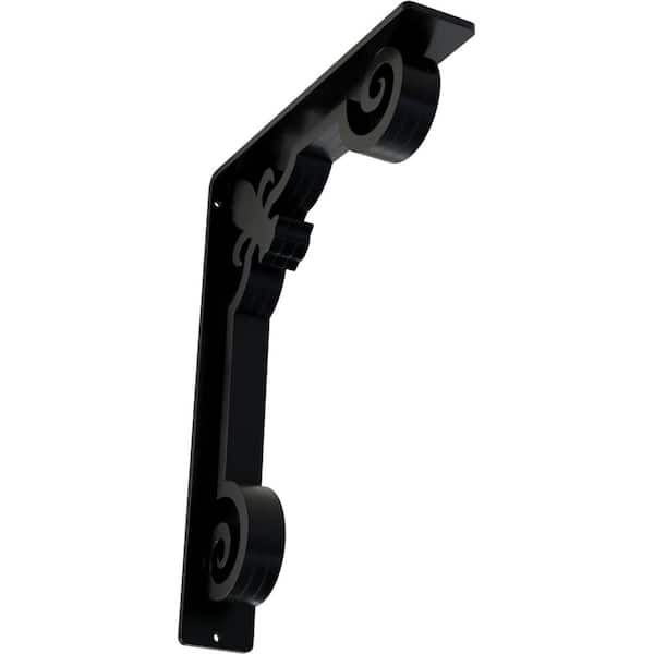 Ekena Millwork 2 in. x 12 in. x 10 in. Wrought Iron Triple Center Brace Fleur-De-Lis Bracket