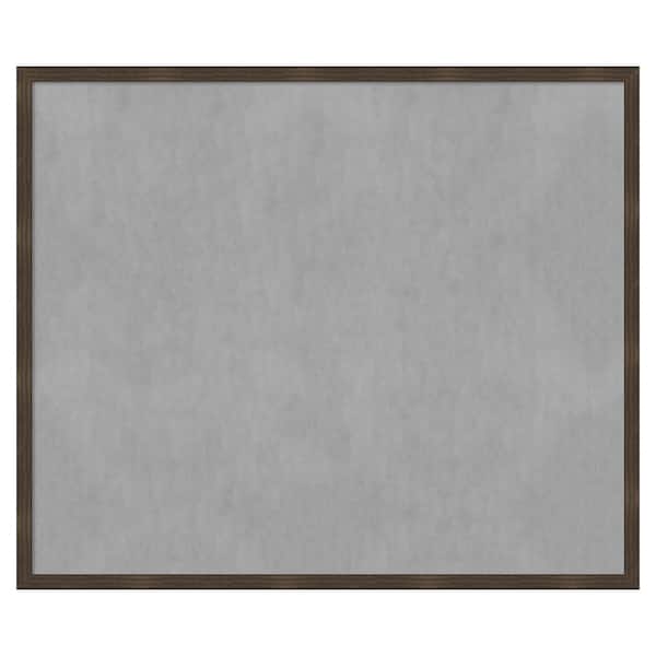 Amanti Art Woodgrain Stripe Chocolate 50 in. x 42 in. Framed Magnetic Board