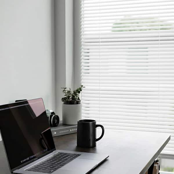 White Cordless Room Darkening Mini Vinyl Blinds with 1 in. Slats -35 in. W x 64 in. L