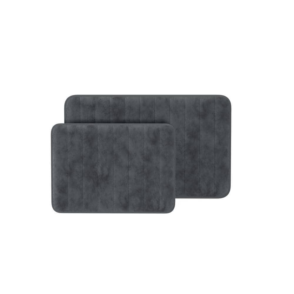 Gray Memory Foam 4-Piece Bathroom Rug Set