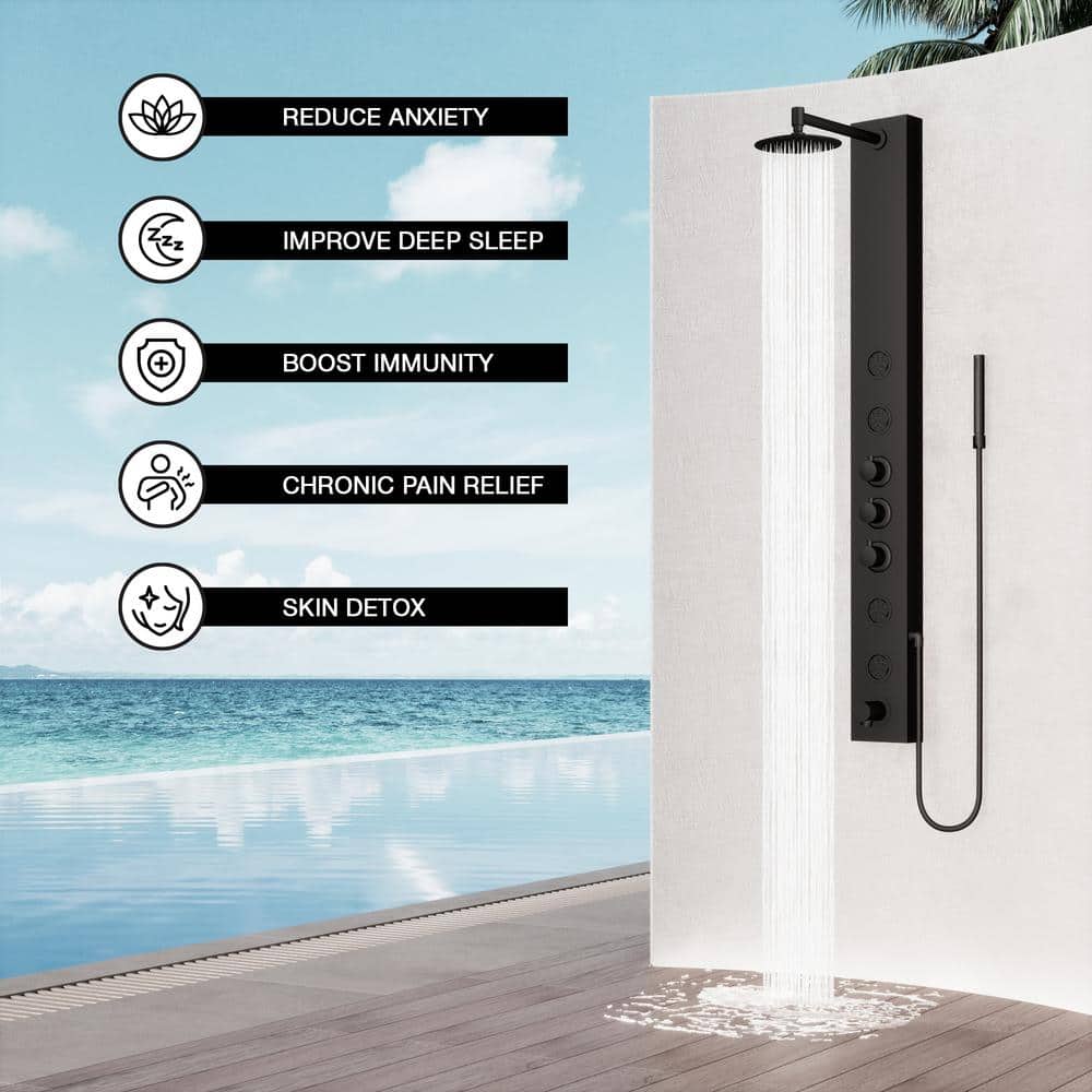 Bowery Matte Black 59" Shower Panel with 4-Jet System and Hand Shower