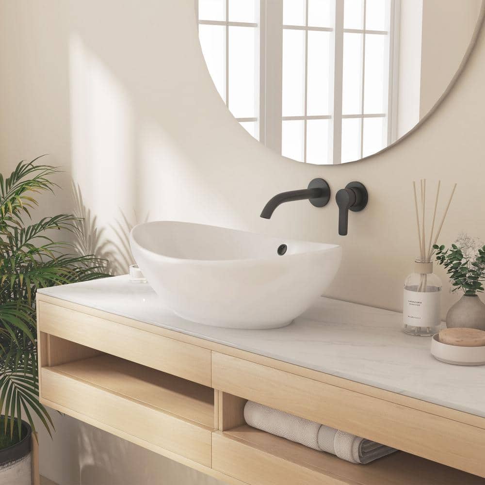 Eclisse 23" x 15" White Ceramic Oval Vessel Sink