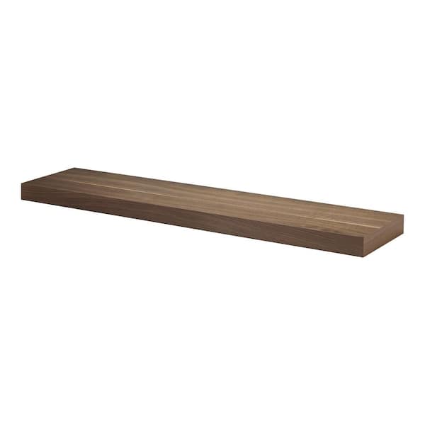 Big Boy Shelf 45.3 in. x 9.8 in. x 2 in. Walnut MDF Floating Decorative Wall Shelf with Brackets