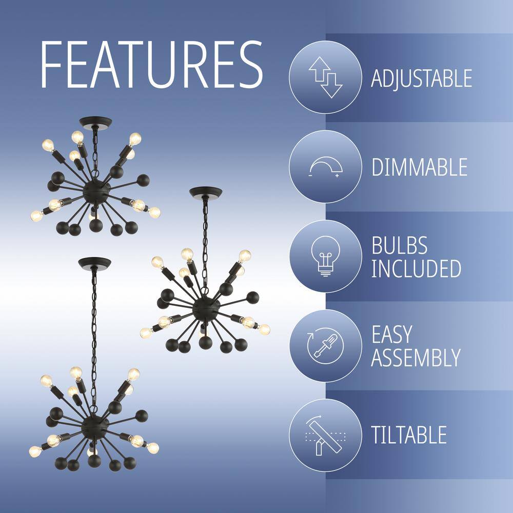 Orbit 19.5" Black Brushed Metal Sputnik Chandelier