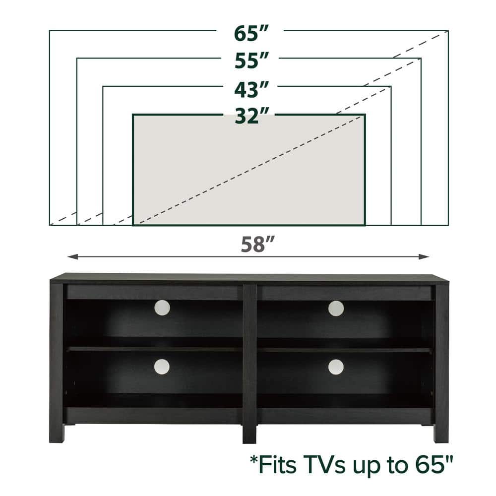 Espresso 58" TV Stand with Cabinet and Open Shelving